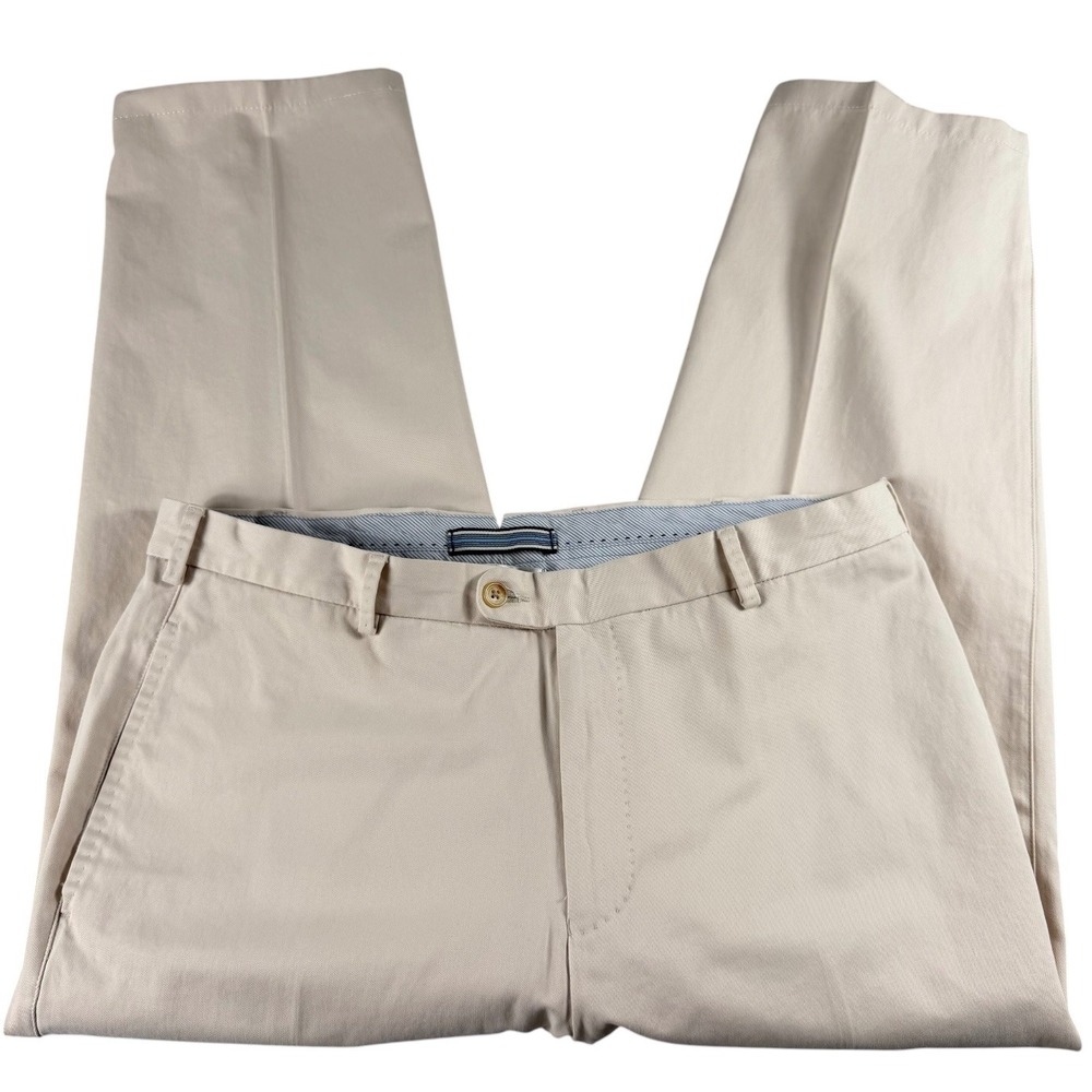 Peter Millar Mens 34x24 Khaki Tan Pima Cotton Chino Pants Flat Front